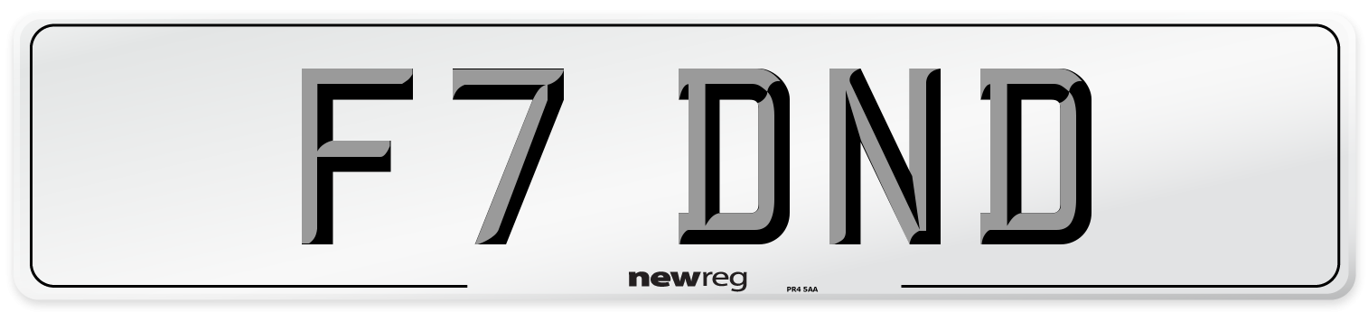 F7 DND Number Plate from New Reg